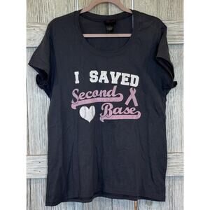 Torrid Women T-Shirt I Saved 2nd Base Size 1 gray  Breast Cancer
